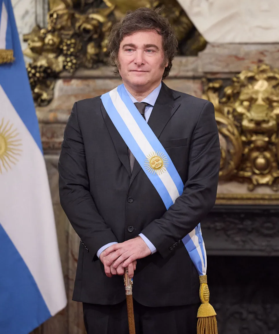Javier Milei moments after being sworn in